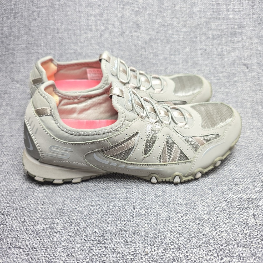Skechers Shoes Womens 7.5 Bikers Sneakers Gray Slip On Comfort 22406R